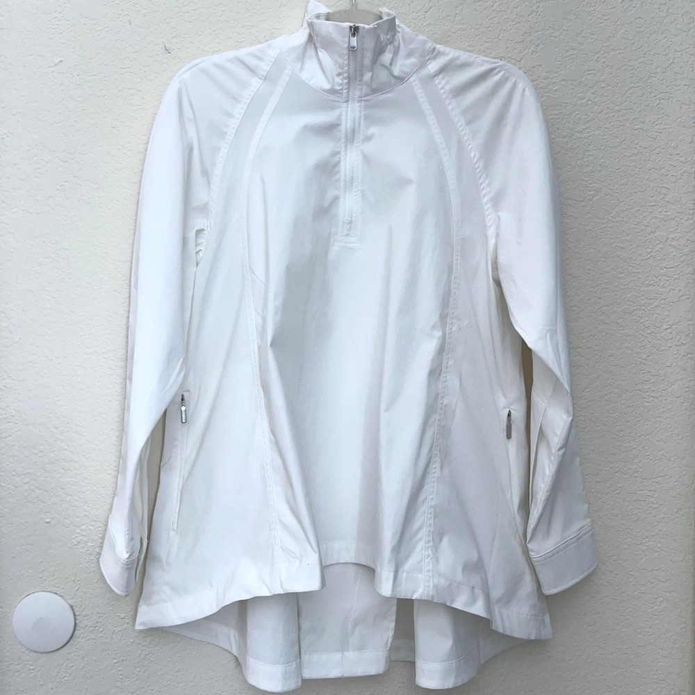 Athleta 1/2 Zip Advantage Poplin Top Women's Small Long Sleeve Pullover White